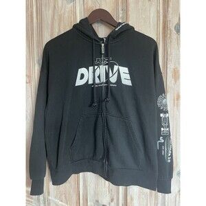 Divided by H&M Formula 1 Zip Hoodie Black White Graphic Print Size Medium